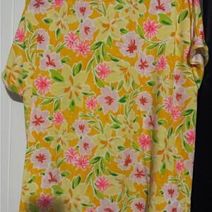 Crown & Ivy Size XL Floral Yellow and Pink Shirt